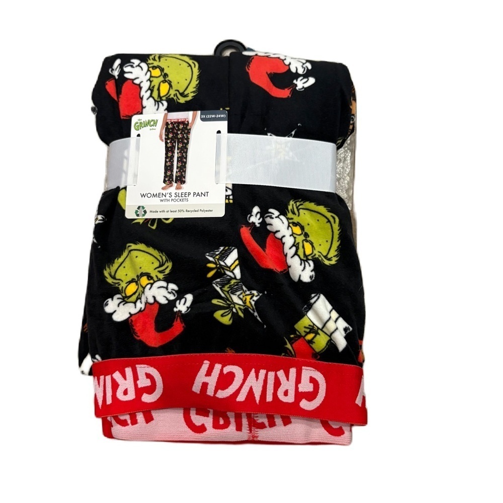 Dr. Seuss Grinch Sleep Pants Women’s 3X Black Green Red Santa